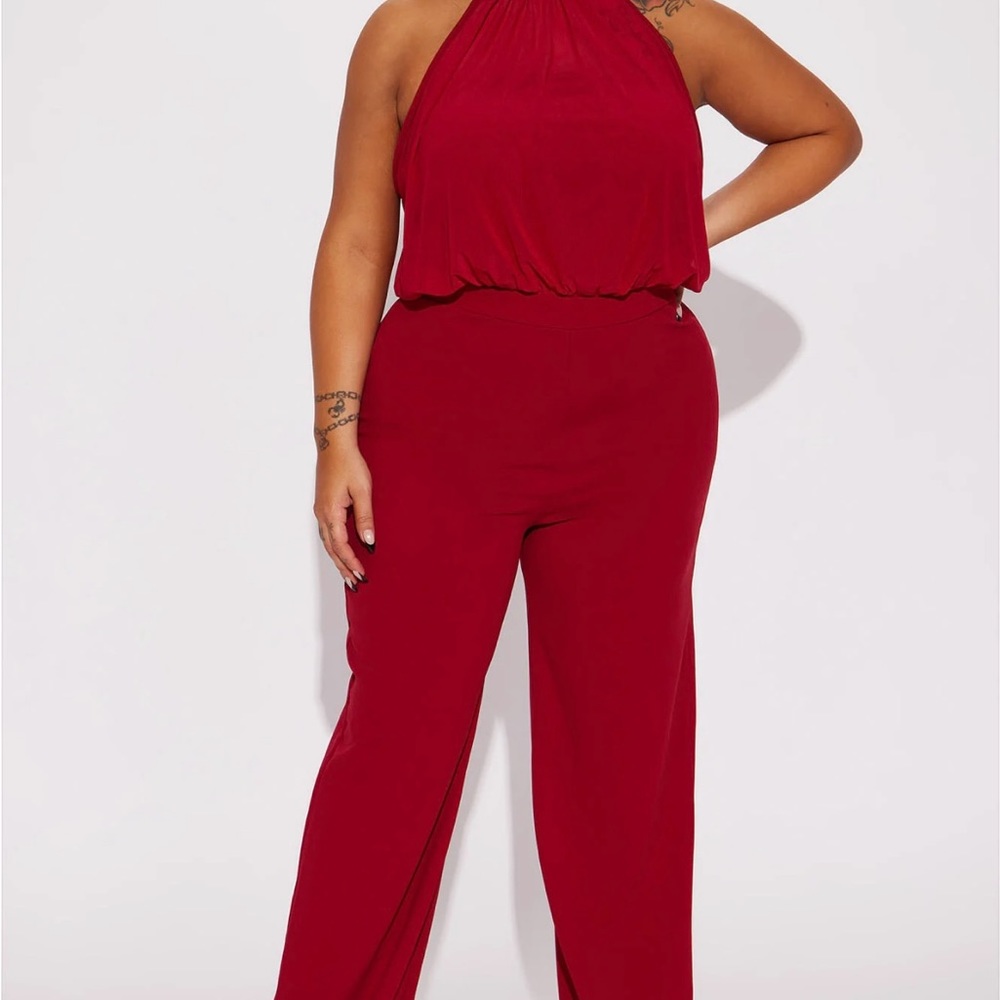 Fashion Nova Acting Nice Jumpsuit - Red